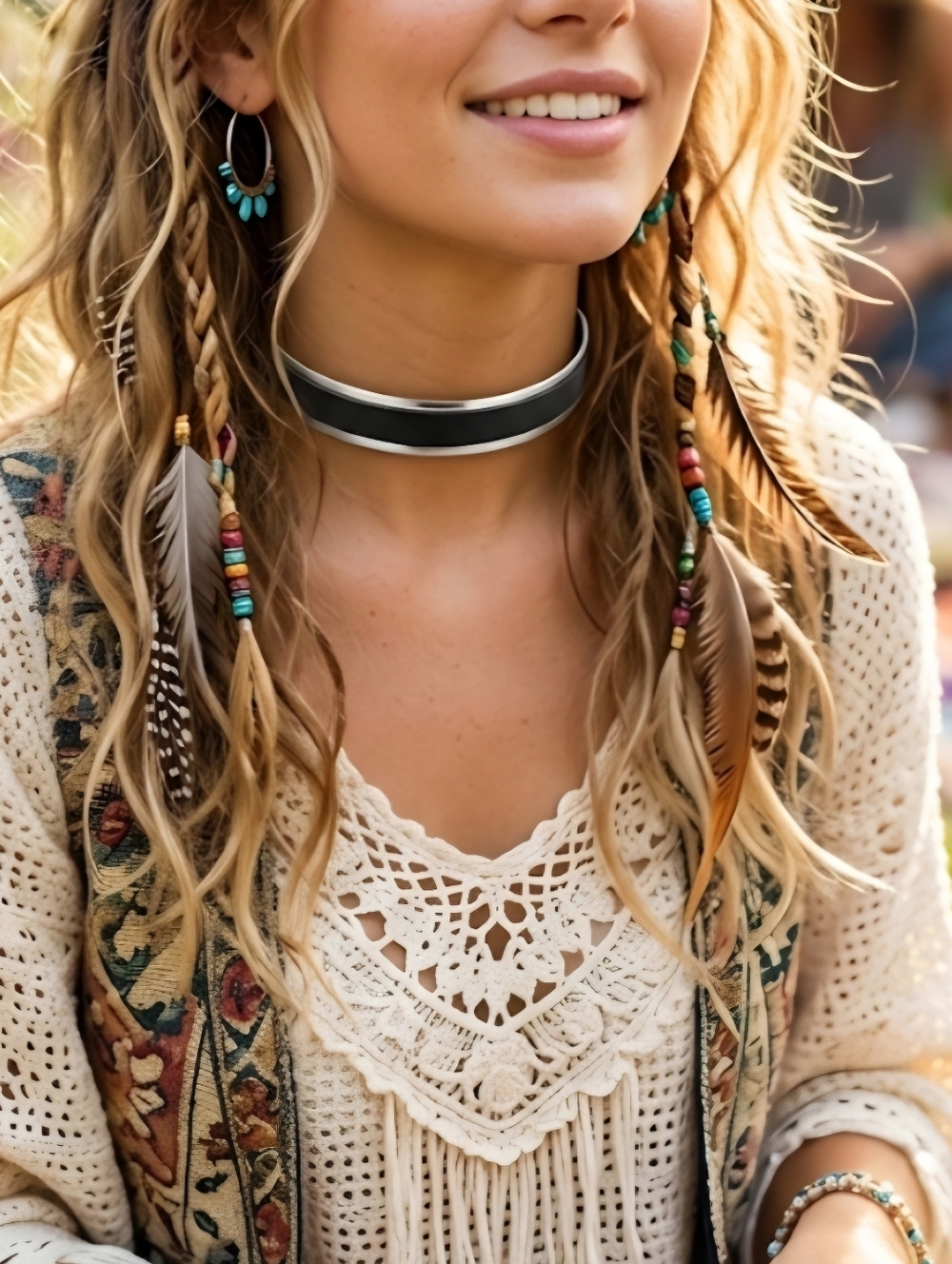 Silver with Black Wide Choker Necklace And Earrings Set